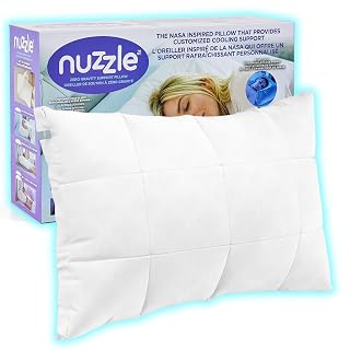 Nuzzle Cooling Adjustable Pillow for Side Sleepers, Luxury Standard Size Bed Pillow Hotel Collection - Best Adjust Height Soft Firm Pillow for Back, Stomach or Side Sleepers - Home Gifts - Amazon product rated Grade B