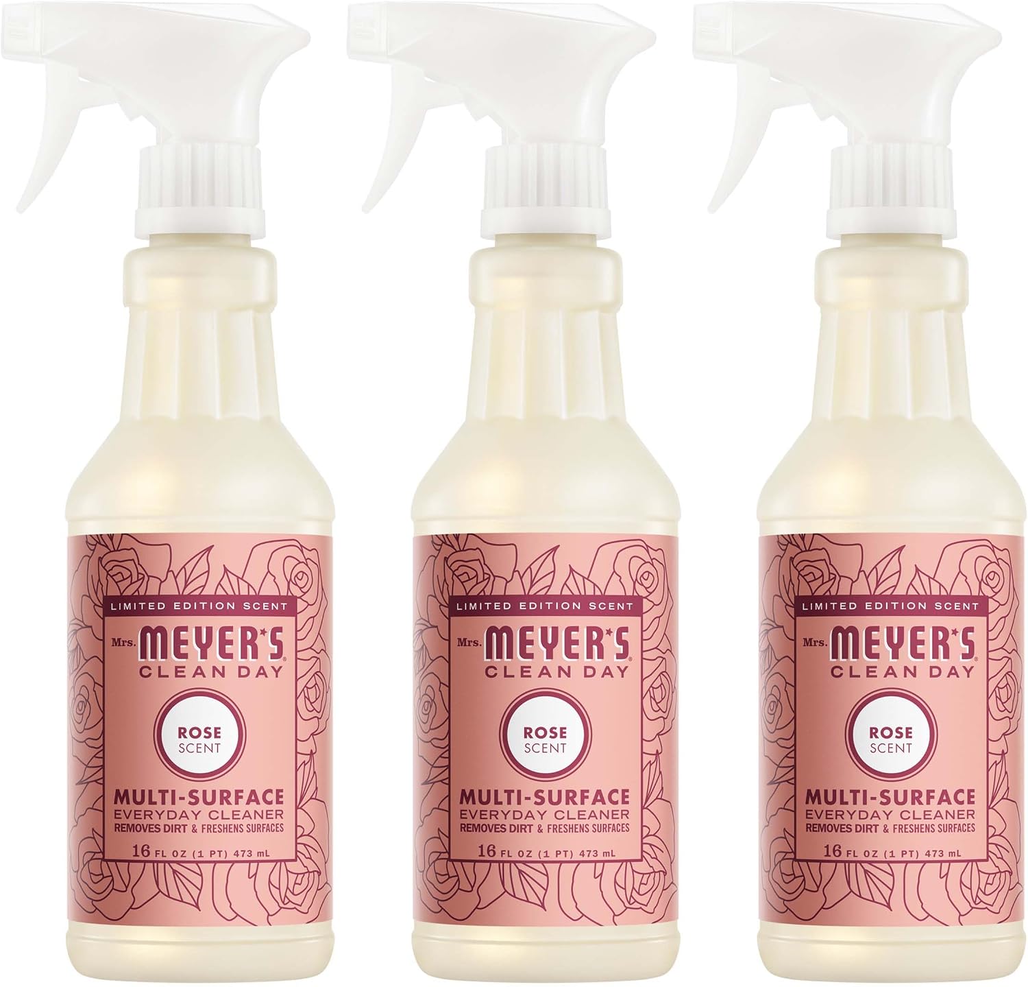 MRS. MEYER'S CLEAN DAY Multi-Surface Cleaner, Rose, 16 fl oz, 3 Pack