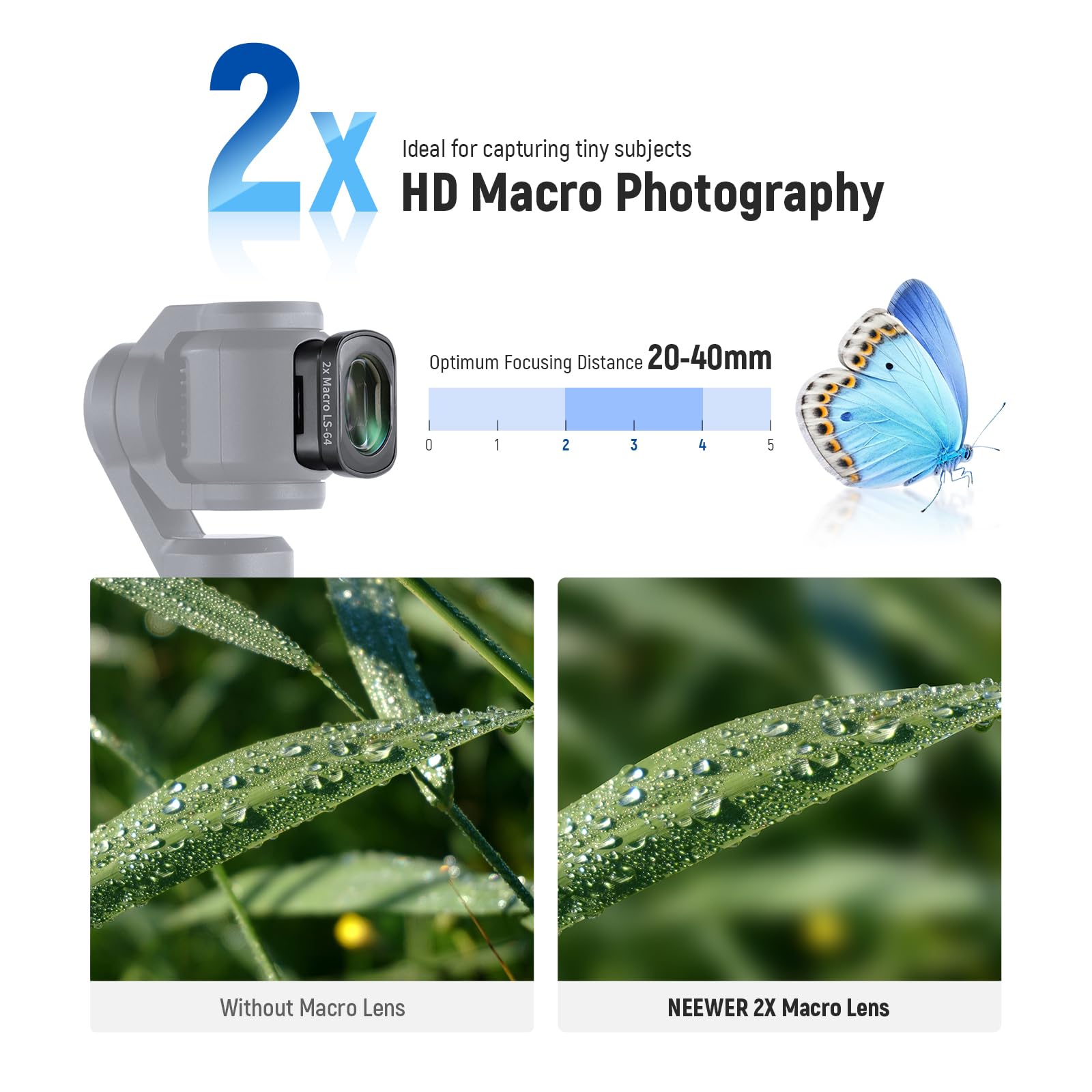 Neewer Zestaw spolaryzowanych filtrów ND (4 sztuki) ND8/PL ND32/PL ND64/PL CPL Black Diffusion 1/4 filtr 0,75X szerokokątny obiektyw, 2 x obiektyw makro i osłona ekranu kompatybilne z DJI Osmo Pocket