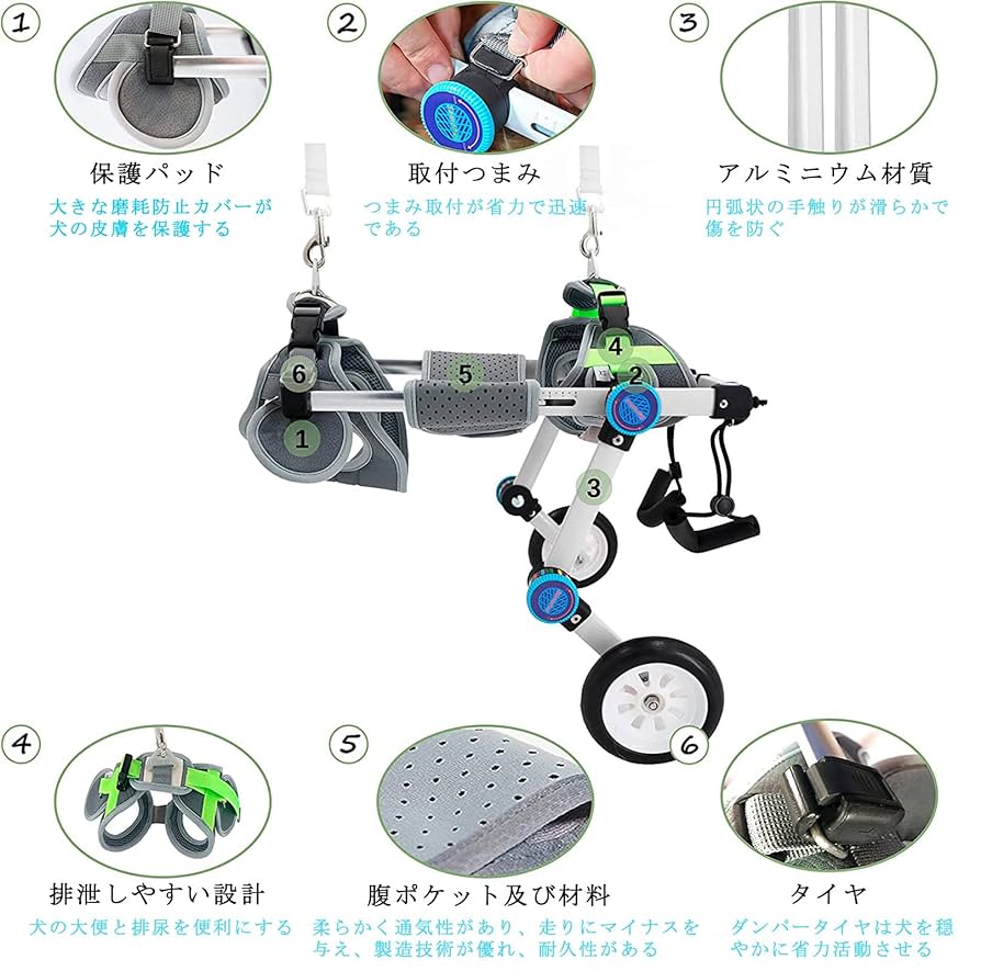 Amazon.co.jp: 調節可能 犬 車椅子 折りたたみ式 ペット 犬 介護