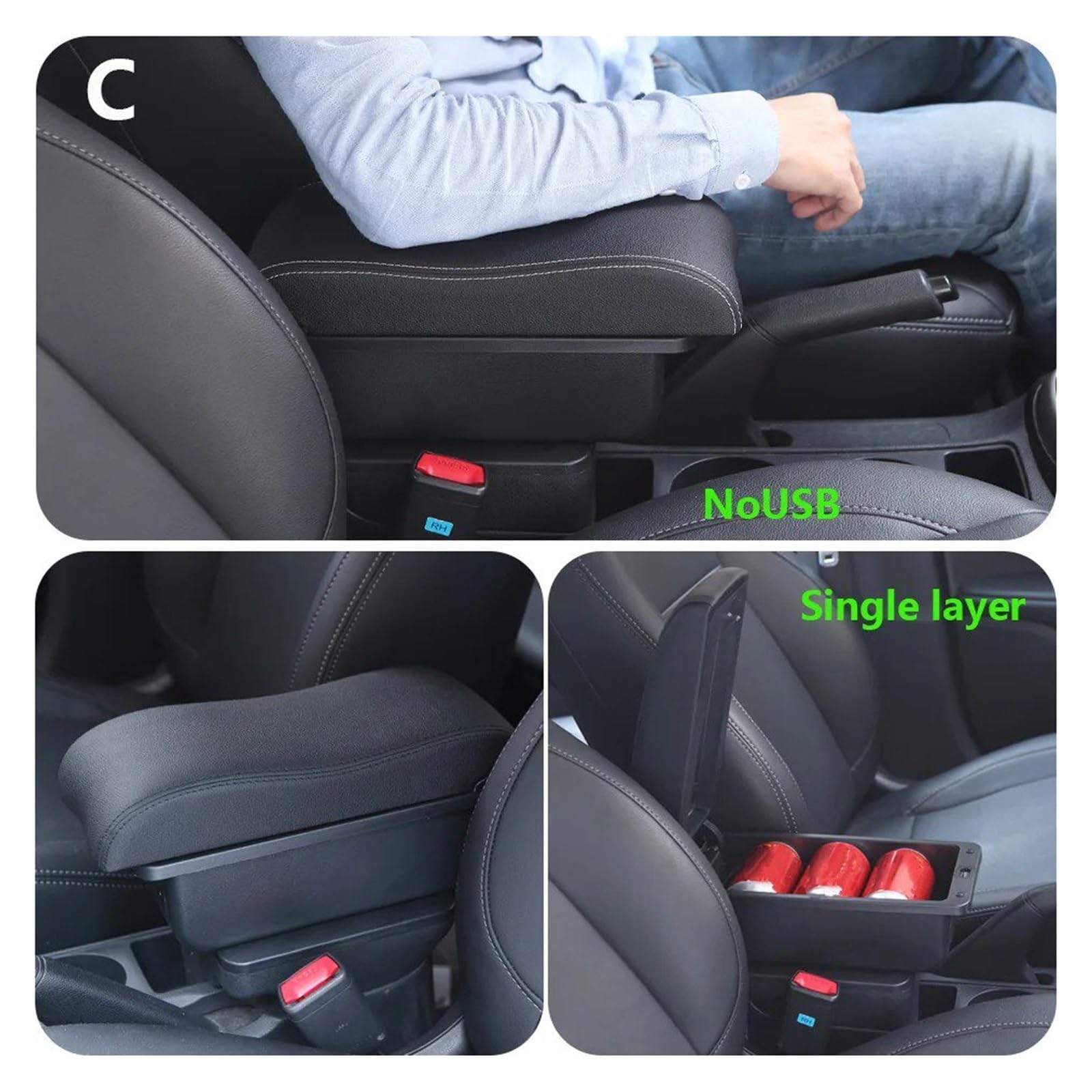 Per Kia Per Picanto Scatola Portaoggetti Bracciolo Auto Interno Curvo
