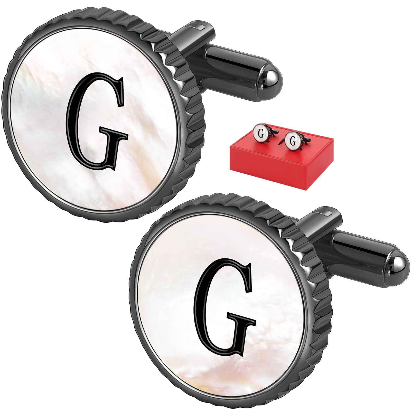 Cuff Links Mens Golden Silver Gunmetal Black, Cufflinks for Men Custom Initial Personalized Mother Of Pearl Mens Cufflink for Shirt Golden Silver Gunmetal Black Cuff Link Shirt for Wedding