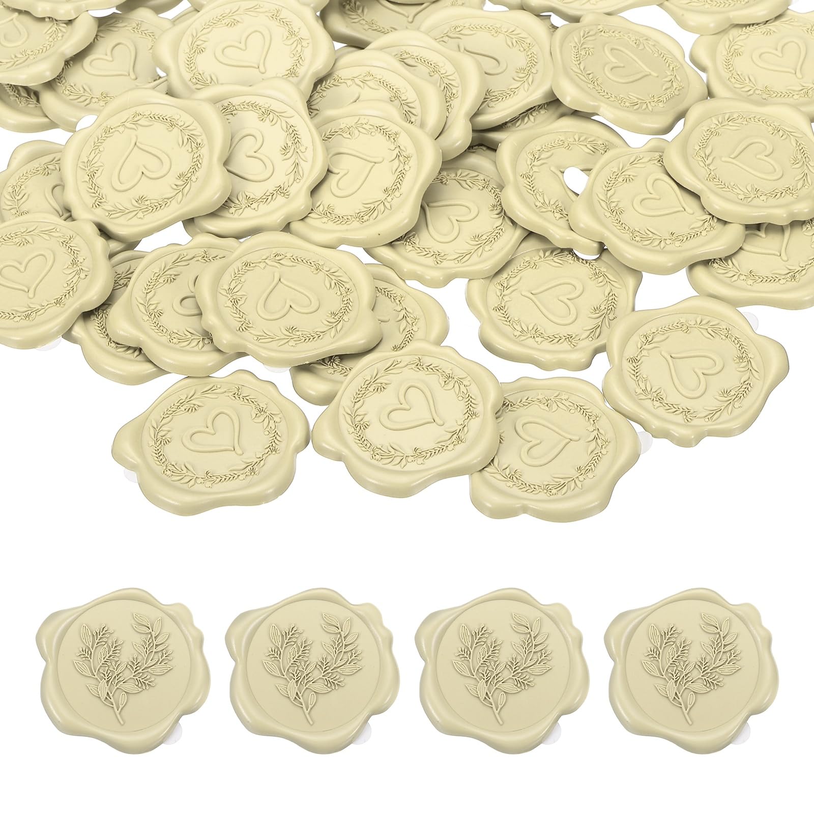 PATIKIL 50Pcs Heart Wax Seal Stickers, Love Embossed Self Adhesive Backed Envelopes Seal Sticker Accessories for Wedding Invitation Letter Birthday Party Gift, Grey White โ image 1