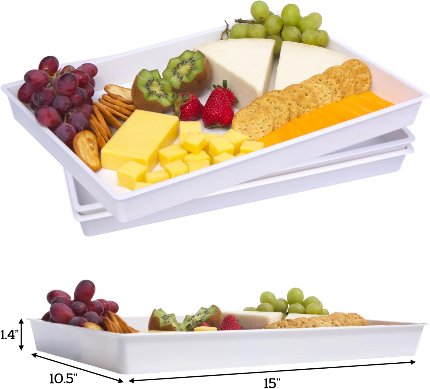 Buy White Platter Serving Tray Set 15 x 10.5 Pack of 3 Plastic Party