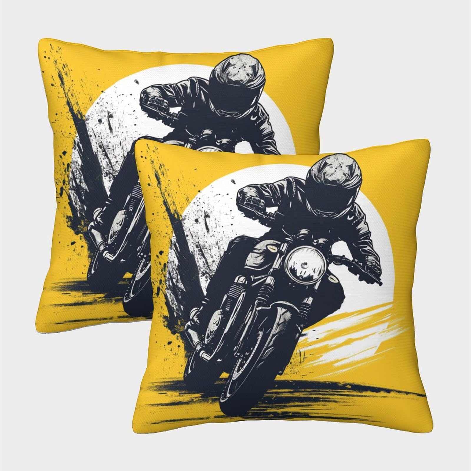 NoveAurora Motorcycle Invisible Zipper Washable Cushion Cover Decorative Throw Pillow Cases for Home Couch Sofa Decorative 50x50cm