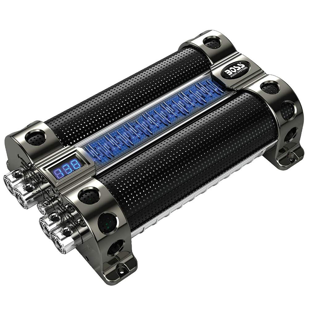 1 condensatore compatibile con BOSS AUDIO SYSTEMS CAP18 CAP 18 ibrido 18 farad impianti fino a 18000 watt rms capacitor voltometro digitale, 1 pezzo