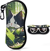 Glasses Case, Soft Neoprene Glasses Case for Women and Men, Sunglasses Holder Storage with Zip, Glasses Case with Carabiner