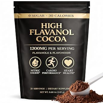 High Flavanol Cocoa Powder Unsweetened Cocoa Powder with Premium Cocoa Extract, Smooth Cacao Drink Mix for Coffee, Smoothies & Oatmeal, 8.6 oz 245 g