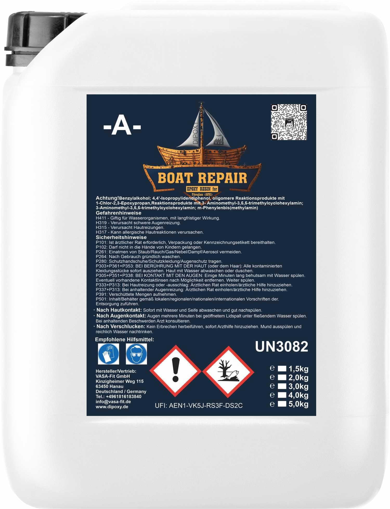 Resina epoxica per riparazione e costruzione di barche, auto, aeronautica e modellismo, 4,5 kg