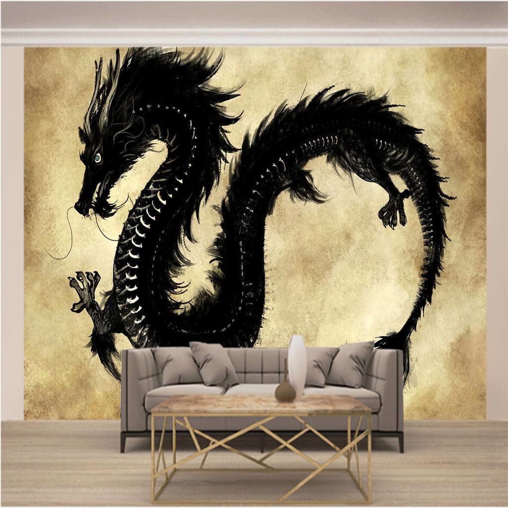 Wallpaper panoramique dragon intissé haut de gamme pour grand salon
