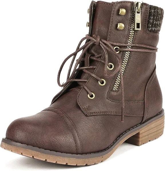 DREAM PAIRS Women's Lace Up Combat boots Ankle Booties