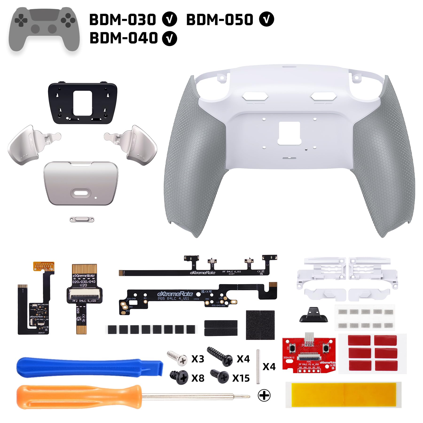 eXtremeRate RISE Plus MAX RMB Tasti Aggiuntivi per ps5 Controller BDM-030/040/050,Palette Posteriori Metallo Clicky Trigger Stop Remap Kit per ps5 Joystick-Senza Controller-Bianco Grigio