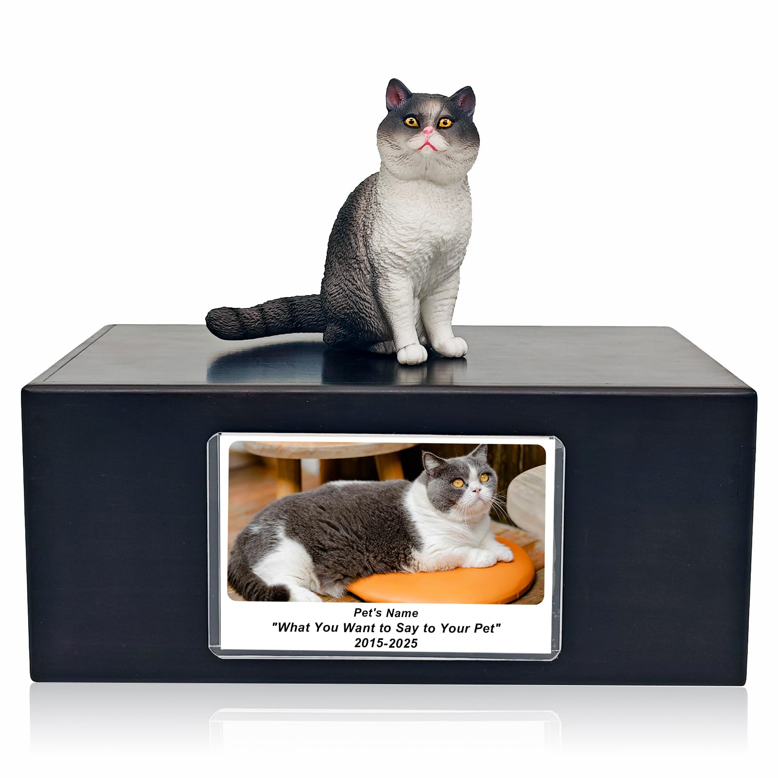 MEM PLANETE Pet Dog Urns for Ashes Memorial Gifts for Loss Lovers Shadow Box Sympathy Keepsake Small Cat Cremation Casket Funerary Frame Pictures Rosewood Material British Shorthair Cat Figurine Urn