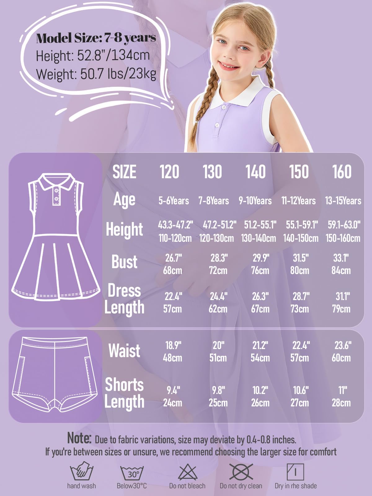 Vestido de Tenis para Niña con Pantalón Corto Polo Athletic Dress Sin Mangas Vestidos Deportivos con Bolsillos Ropa Golf Deporte Casual
