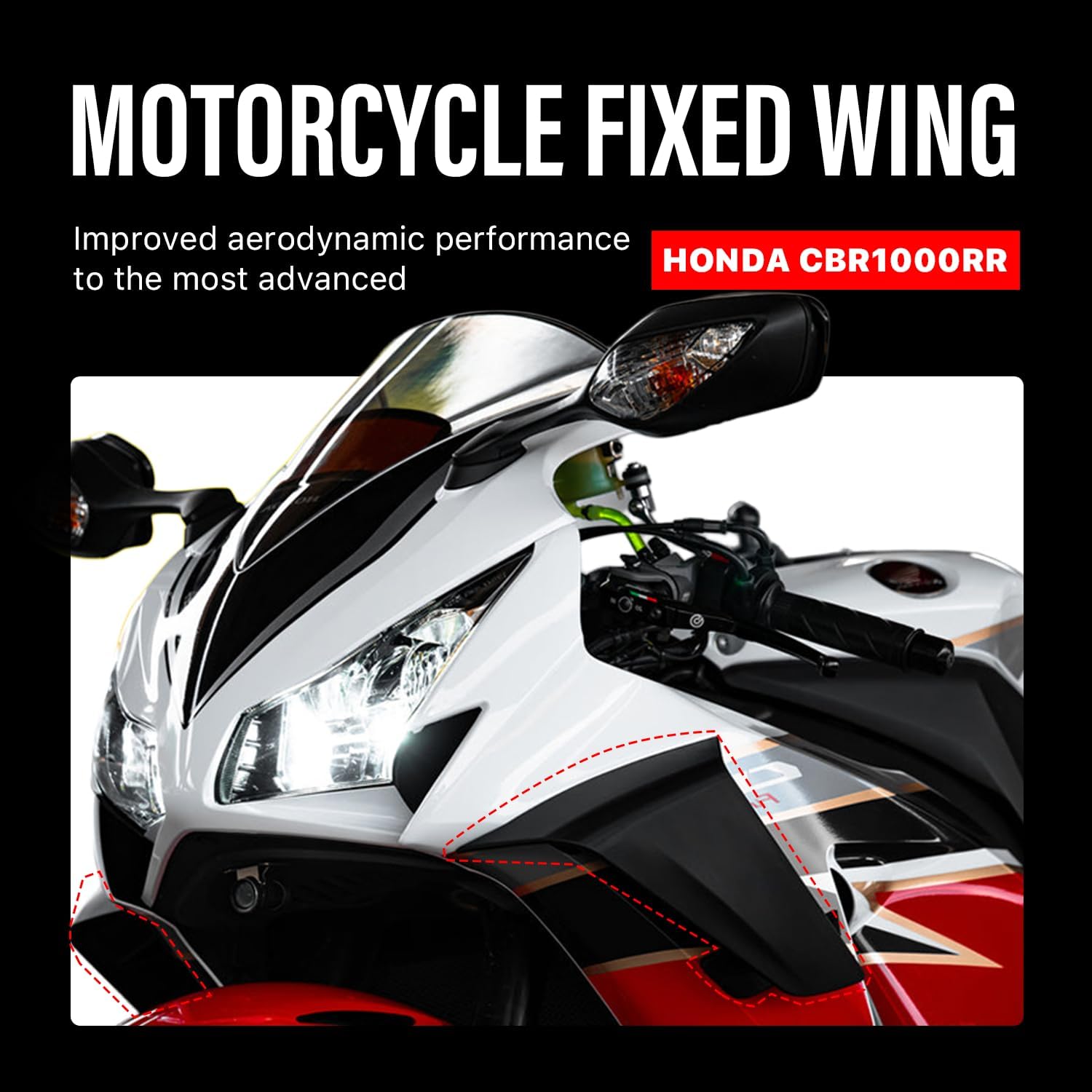 Motorcycle Fairing for HONDA CBR1000RR (2012-2016) - Durable ABS Plastic Easy Installation of HONDA CBR1000RR Winglet - Motorcycle Winglets for HONDA (Matte Black)