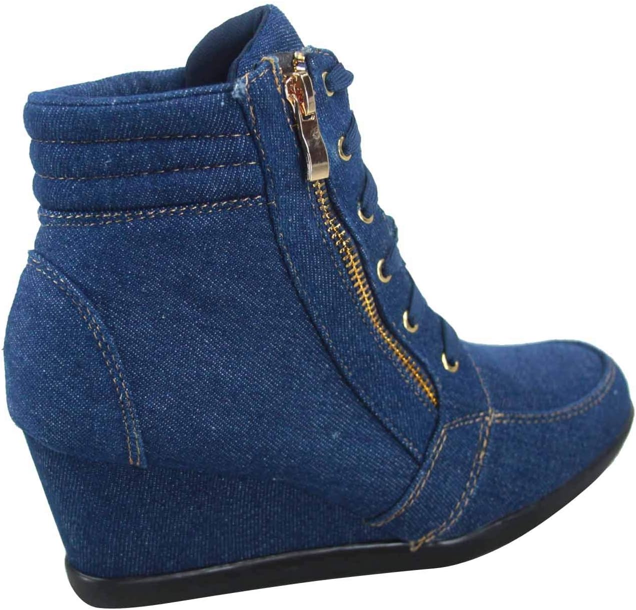 TZ 56 Womens High Top Sneakers Fashion Classic Lace Up Comfortable Wedge Walking Shoes - Image 3