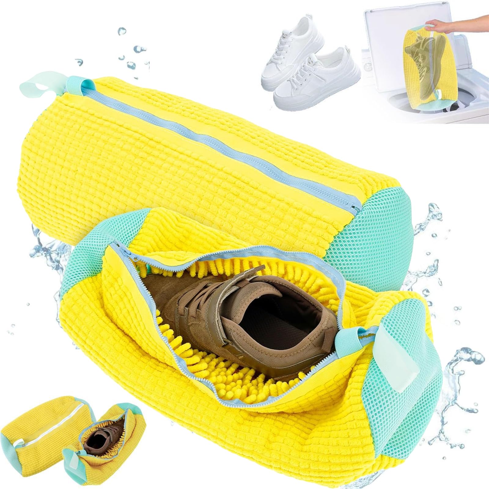 Sac de nettoyage pour chaussures réutilisables avec zip de protection Lot de 2