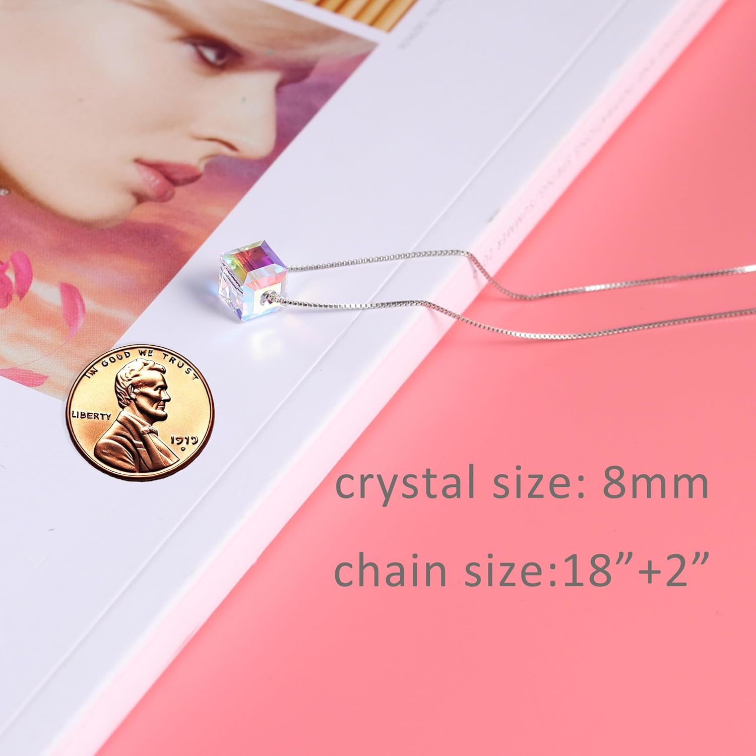 PLATO H S925 Sterling Silver Necklace Crystals Cube Pendant for Women Unique Jewelry with Exquisited Gift Box Christmas Valentines Mothers Day for Her - Image 3