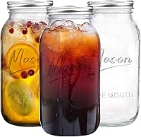 Galssmaic 64 oz Half Gallon Mason Jars, 3 Pack Wide Mouth with Airtight Lids - Thick Glass for Canning, Pickling, Fermenting