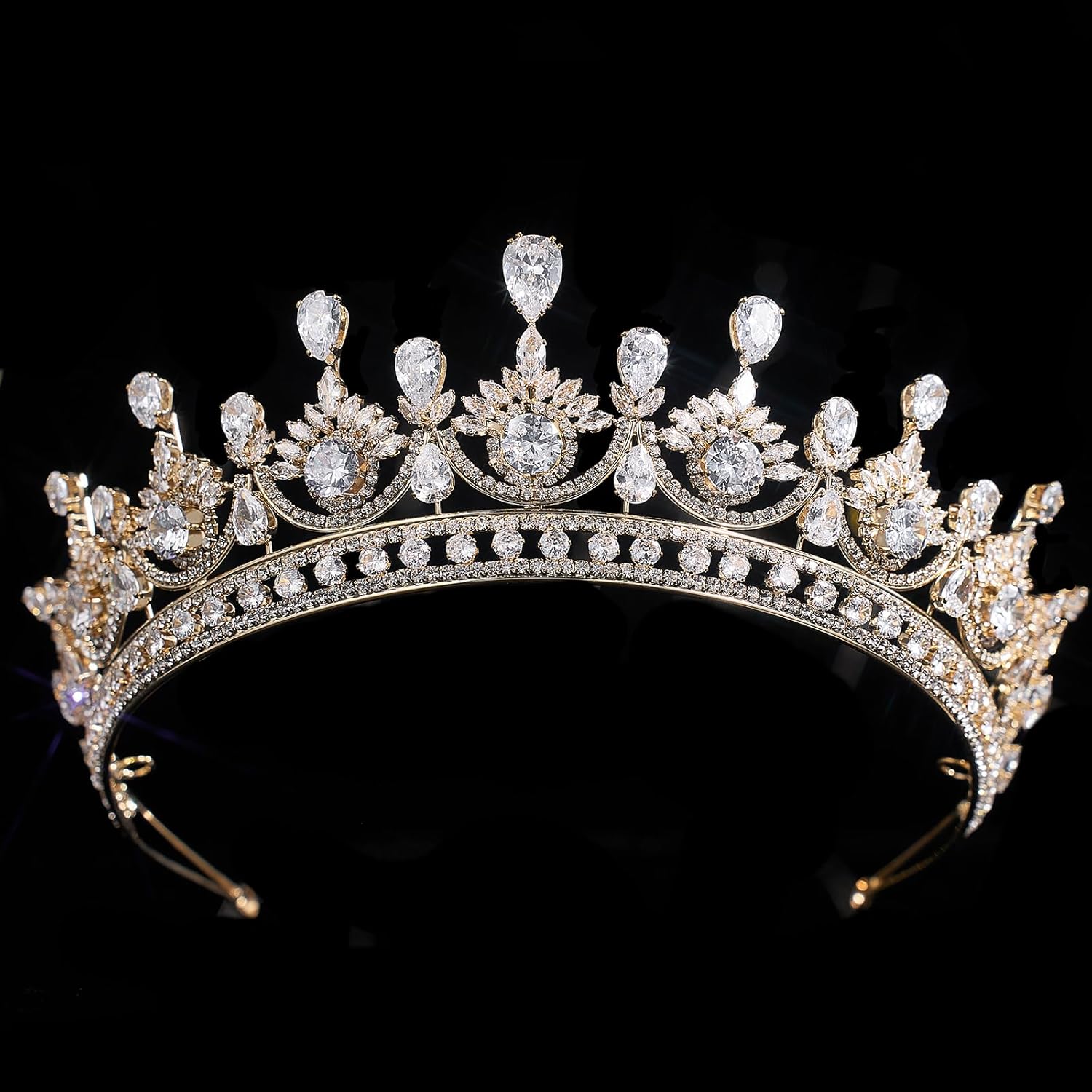 QXMYOO Wedding Crown and Tiaras CZ Cubic Zirconia HeadBand for Women Girls Prom Pageant Quinceanera Birthday Bridal Hair Accessories Silver Jewelry