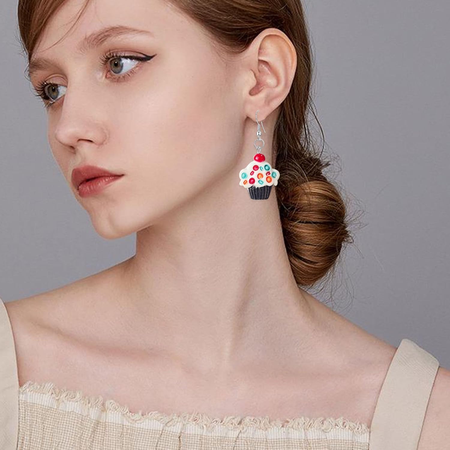 3D Food Lifelike Cupcake Earrings For Womens Ladies Cute Yummy Dangle Sweet Jewelry - Image 4