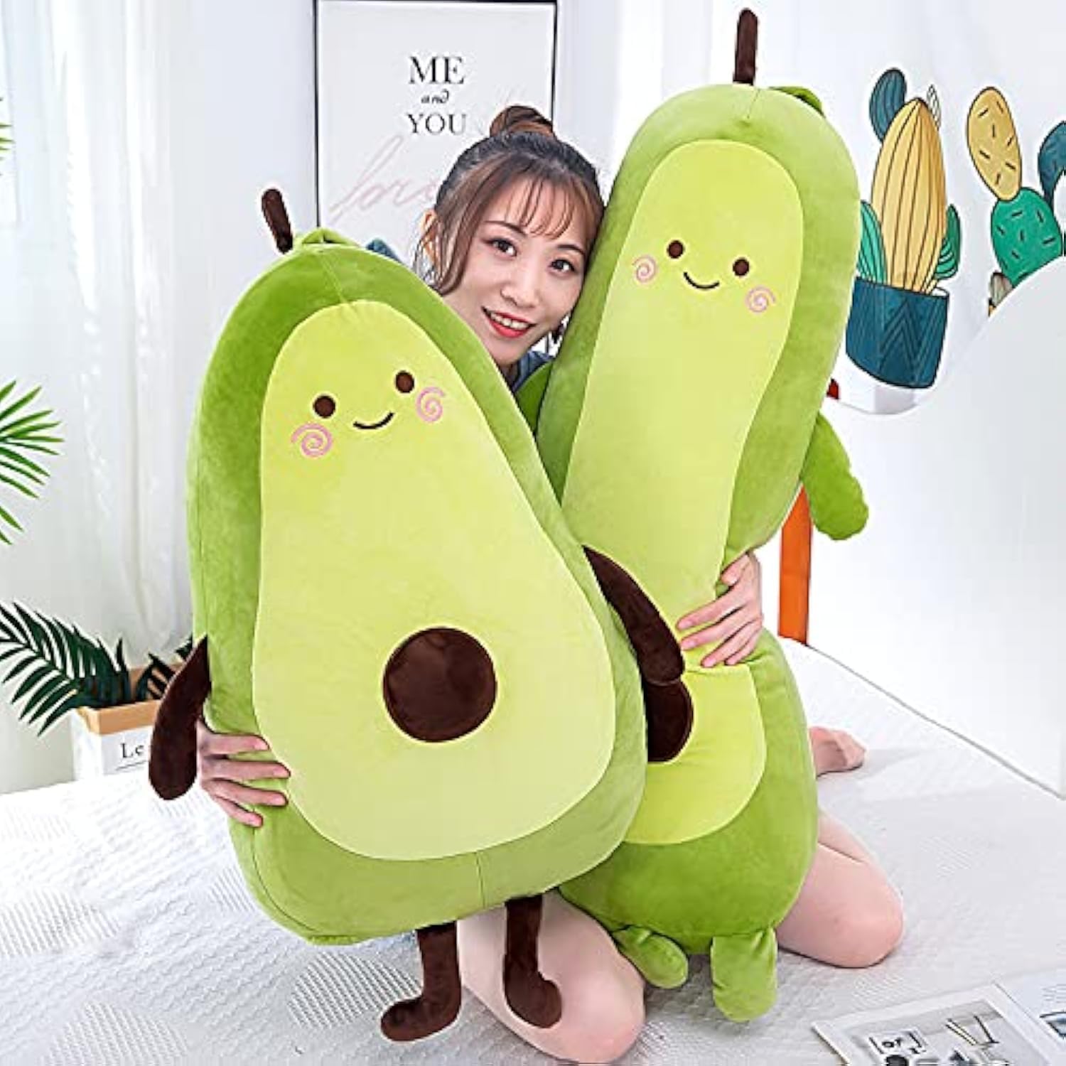 Xichen 27 Inch Green Large Avocado Plush Toy Pillow Doll, Seated-35 Inch