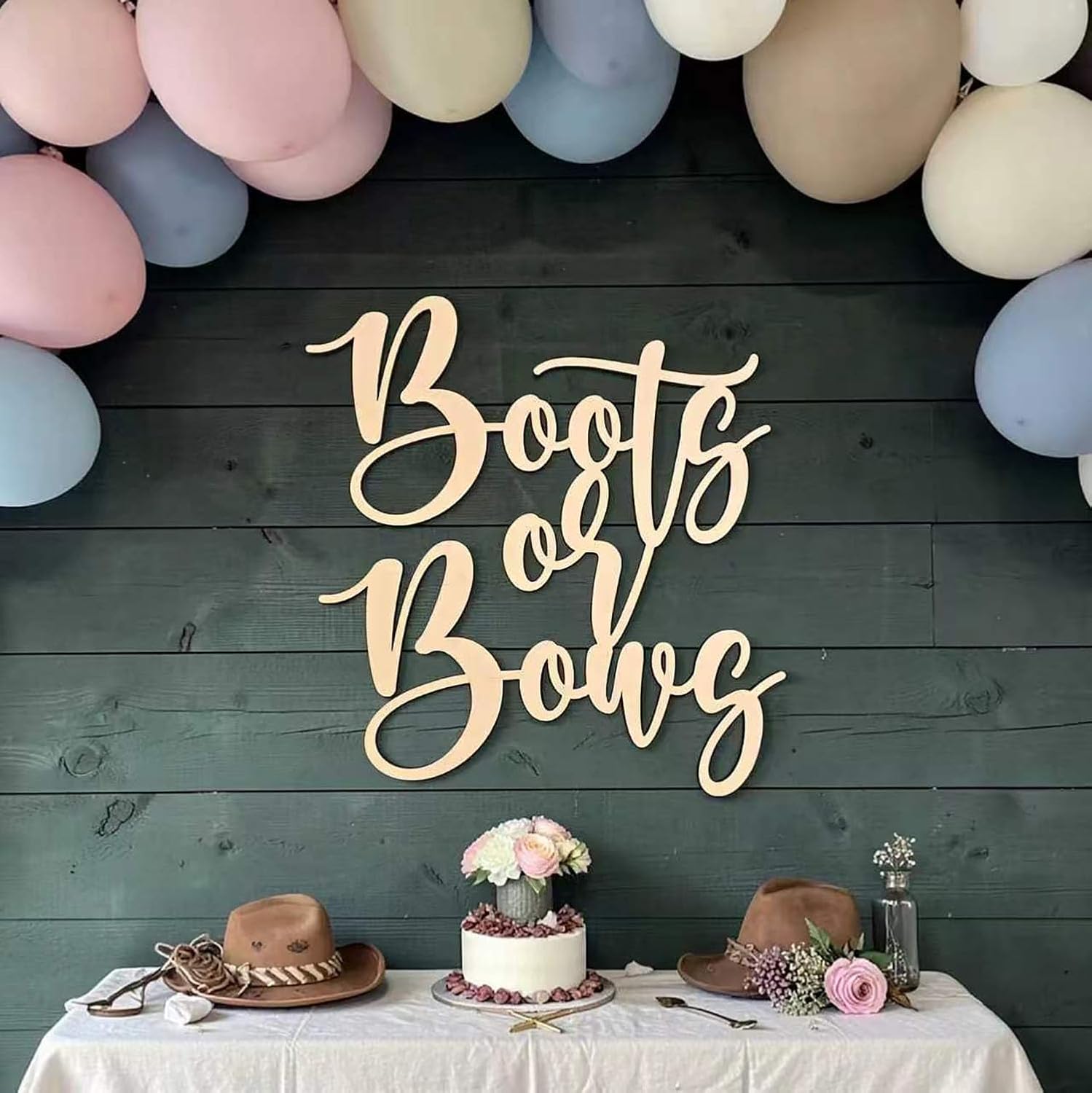 Boots or Bows Sign for Backdrop,Wooden Boy or Girl Sign for Gender Reveal Party Decorations,Baby Shower Party Decorations,Boots Or Bows Party Decoration Sign