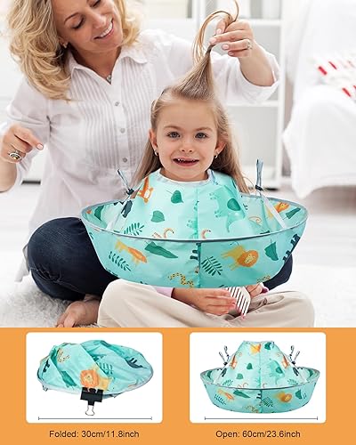 Miniatura 2 de Lictin Capas de corte de pelo para niños  Capa de corte de pelo para niños, impermeable, ajuste plegable, capa de paraguas de peluquería con 1 peine