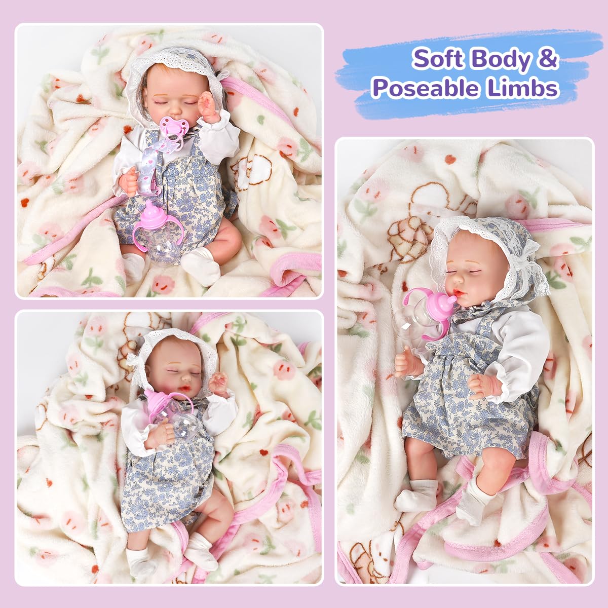 Bebe Reborn JIZHI Lifelike Reborn Baby Doll 17-Inch Soft Body