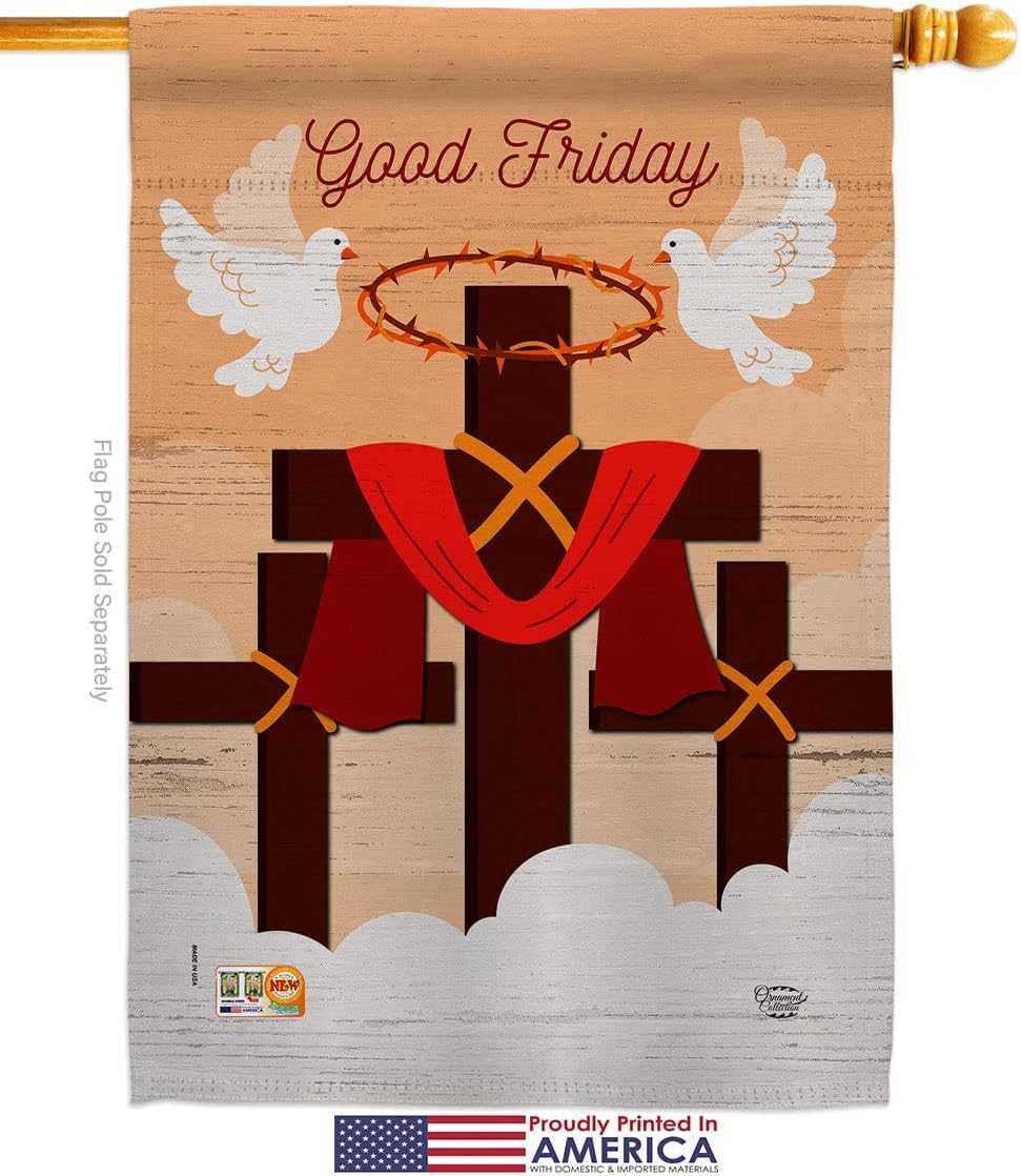 The Good Friday House Flag Eagle Set Religious Faith Hope Grace Peace Dove Christian Religion Easter Small Decorative Gift Yard Banner Made in USA 28 X 40