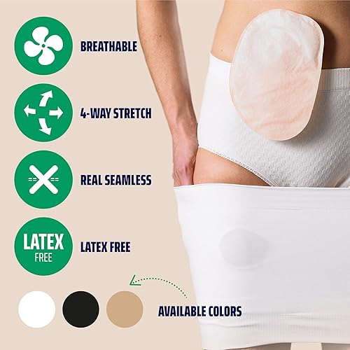 Miniatura 3 de StomaSafe Plus - Cinturón de soporte para ostomía (LXL)  Cinturón unisex para hernia ostomía sin costuras para vida físicamente activa  Fundas
