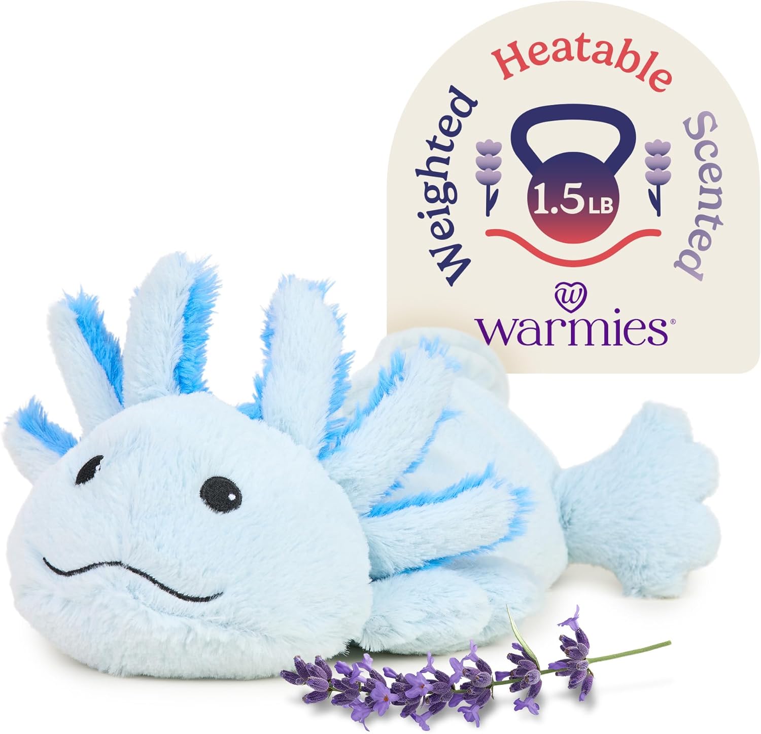 warmies Microwavable & Weighted Stuffed Animals, Blue Axolotl - Heated Stuffed Animal Plushie for Warmth & Comfort - Cute Soft Plush Toys for Adults & Children (Boys, Girls, Babies & Toddlers)