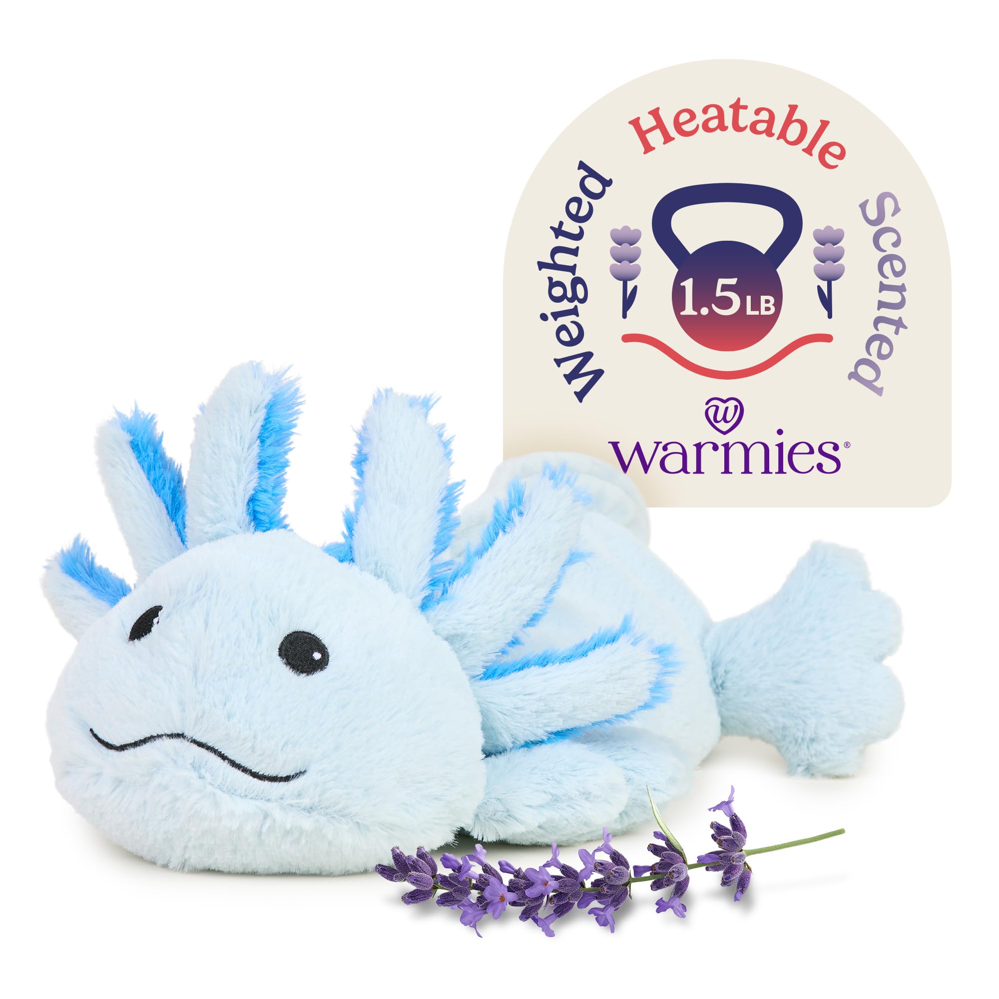warmies Microwavable & Weighted Stuffed Animals, Blue Axolotl - Heated Stuffed Animal Plushie for Warmth & Comfort - Cute Soft Plush Toys for Adults & Children (Boys, Girls, Babies & Toddlers)