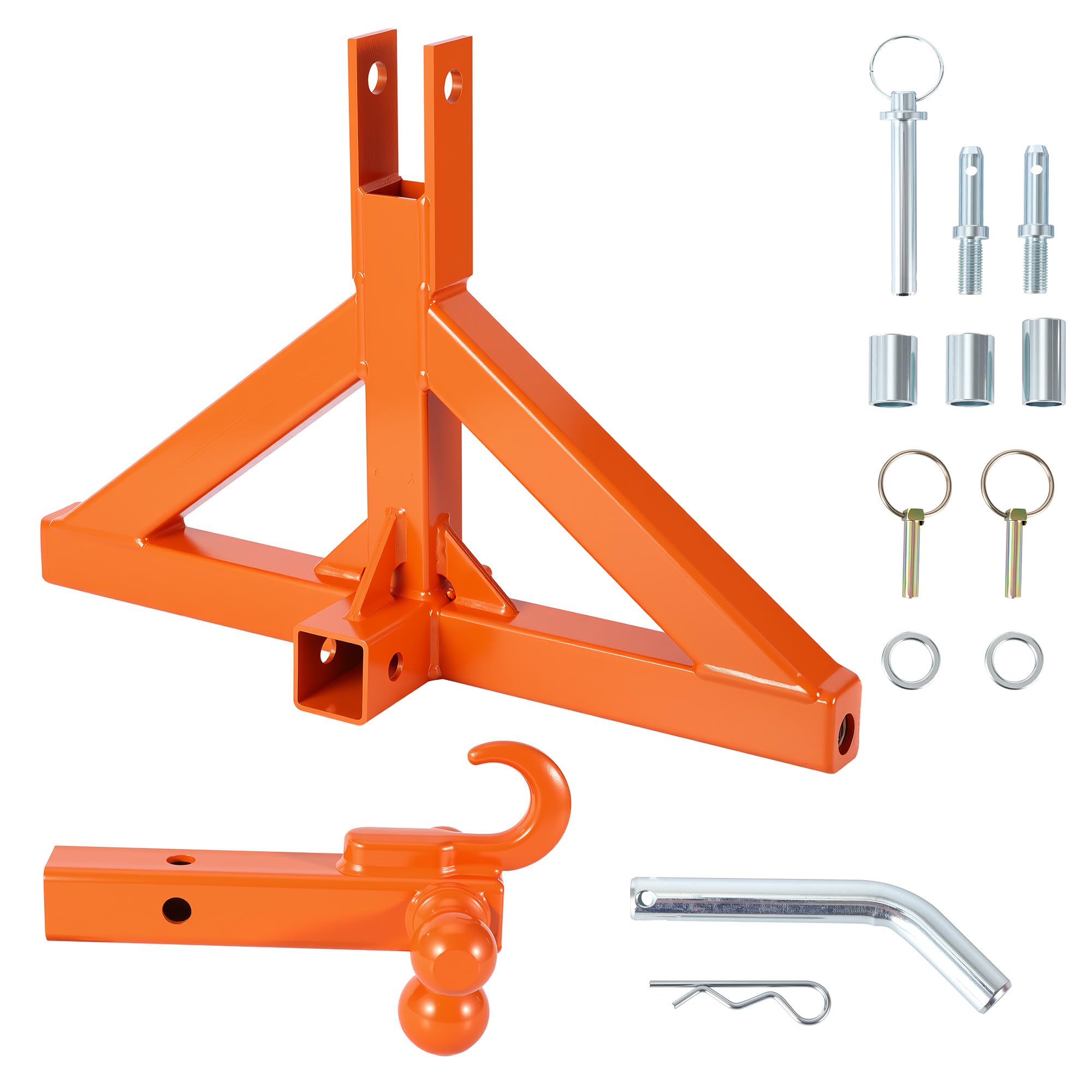 Robustesse et installation rapide – Attelage 3 points renforcé pour tracteur catégorie 1 & 2 – Adaptateur barre de remorquage avec récepteur 5,08 cm et crochet de traction – Capacité 4535 kg,