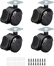 KUKUAN Silent Caster Aftermarket Caster with Stopper, Easy Installation, DIY Furniture Replacement Kit, Strong Double-Sided Tape, Diameter 2.0 inches (50 mm), Black 2.0 inches (50 mm), 0.2 inches (4