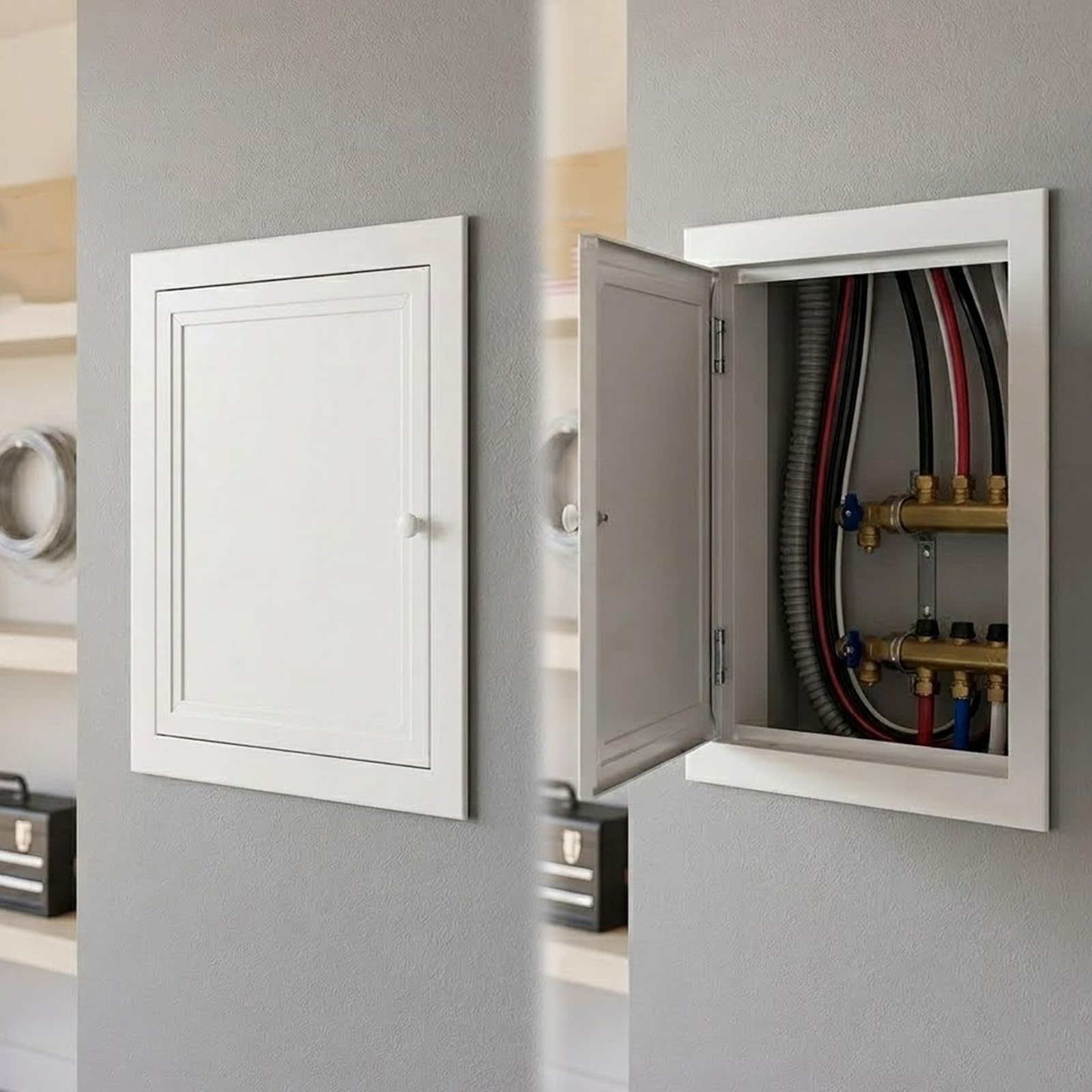 Zugangsklappe aus Metall für Trockenbau, Unterputz Revisionsklappe aus Verzinkter Stahl Gipskarton Wartungsklappe Weiß Inspektionstür für Sanitär- und Elektrokabel und Verkabelung(Weiß,550x550 mm)