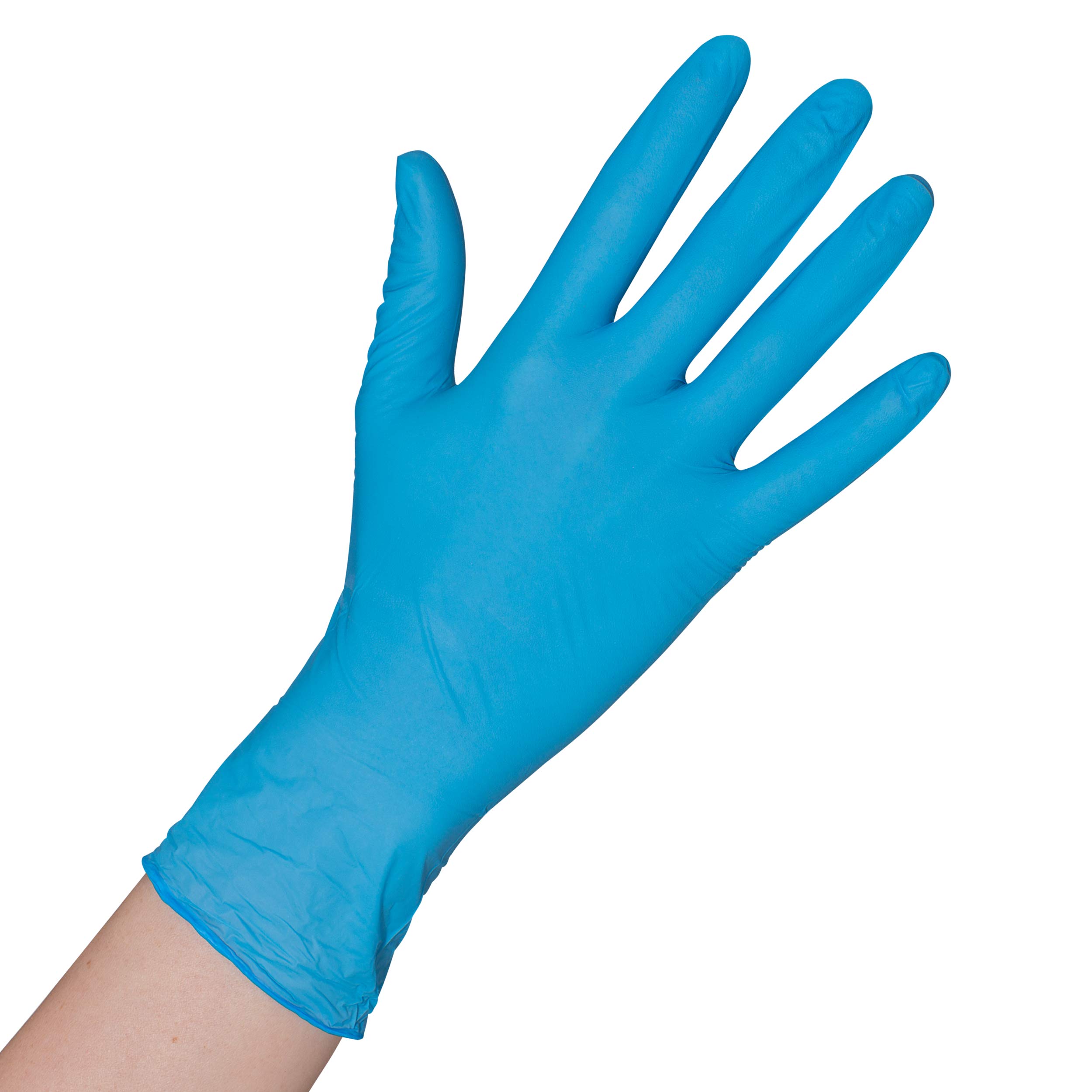 Guanti usa e getta in taglia S-XXL, 200 pezzi, in nitrile, blu, pratico dispenser per alimenti, cosmetici UVM. Senza lattice., Blu