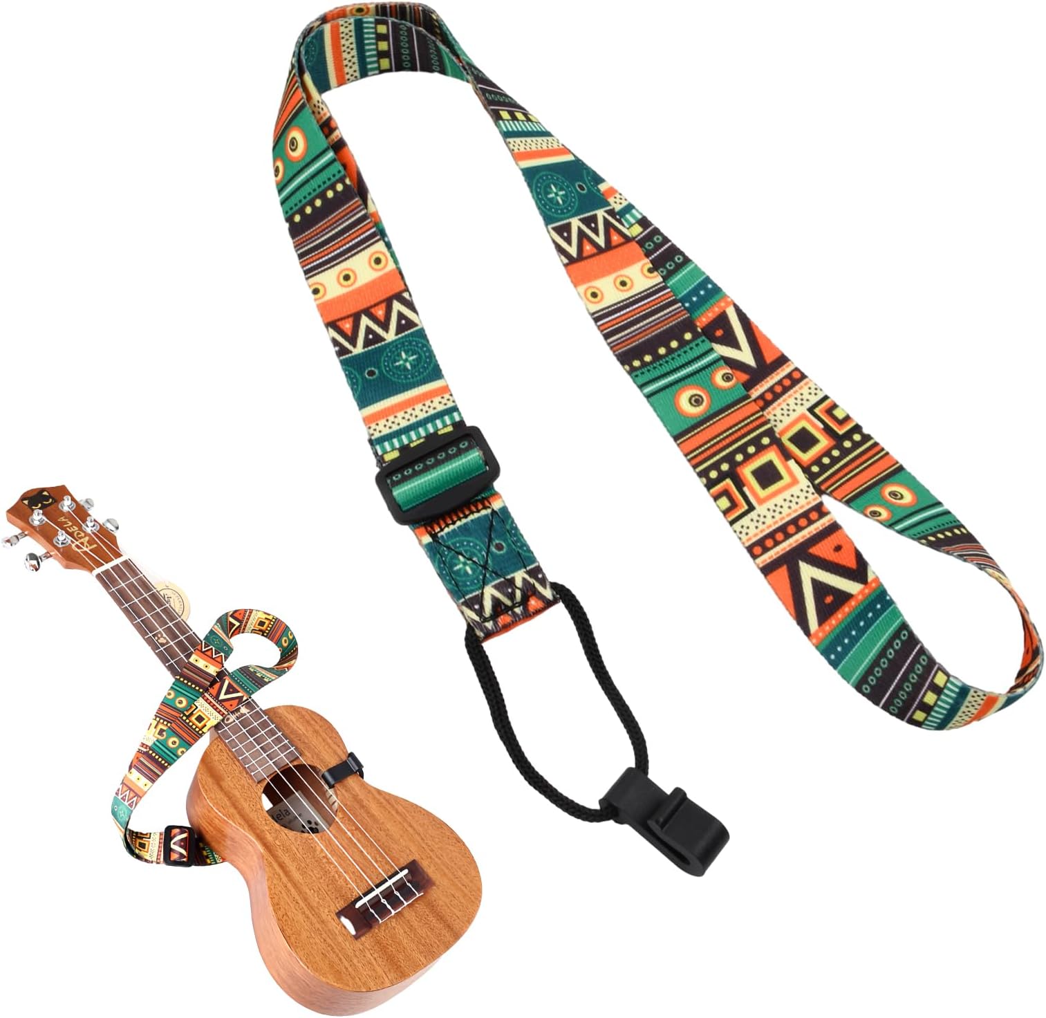 emperoch Colorful Ukulele Strap, Ethnic Guitar Strap, Adjustable Ukulele Strap, Universal Ukulele Shoulder Strap, Ukulele Performance Accessories