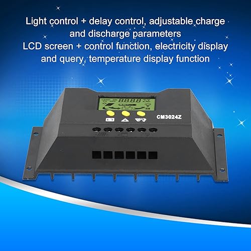 Miniatura 8 de Controlador solar, controlador de carga solar PWM con sonda de temperatura, pantalla LCD de 12 V, 24 V, regulador inteligente, controladores de