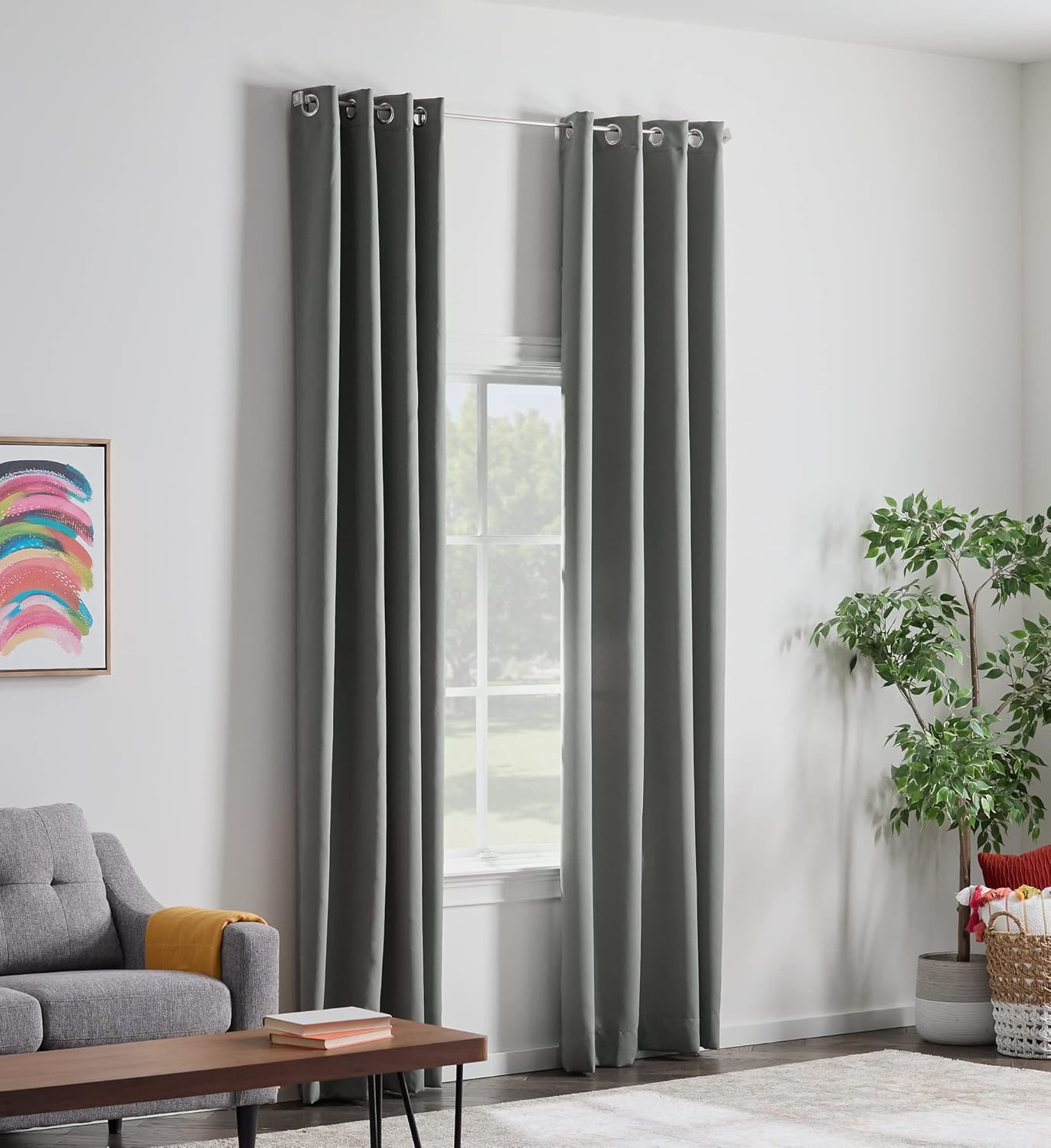 Linenspa 85% Blackout Curtain 2 Panels Set - Gray Curtains 108 Inch Length - Thermal Insulated, Noise Reducing - Dorm Room Essentials, 52 x 108