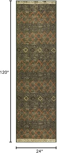 Miniatura 2 de Antep Rugs Alfombras Antideslizantes (Antideslizantes) 2x10 con Respaldo de Goma Bohemio Desgastado Marroquí Boho de Perfil de Pelo Bajo Alfombra de