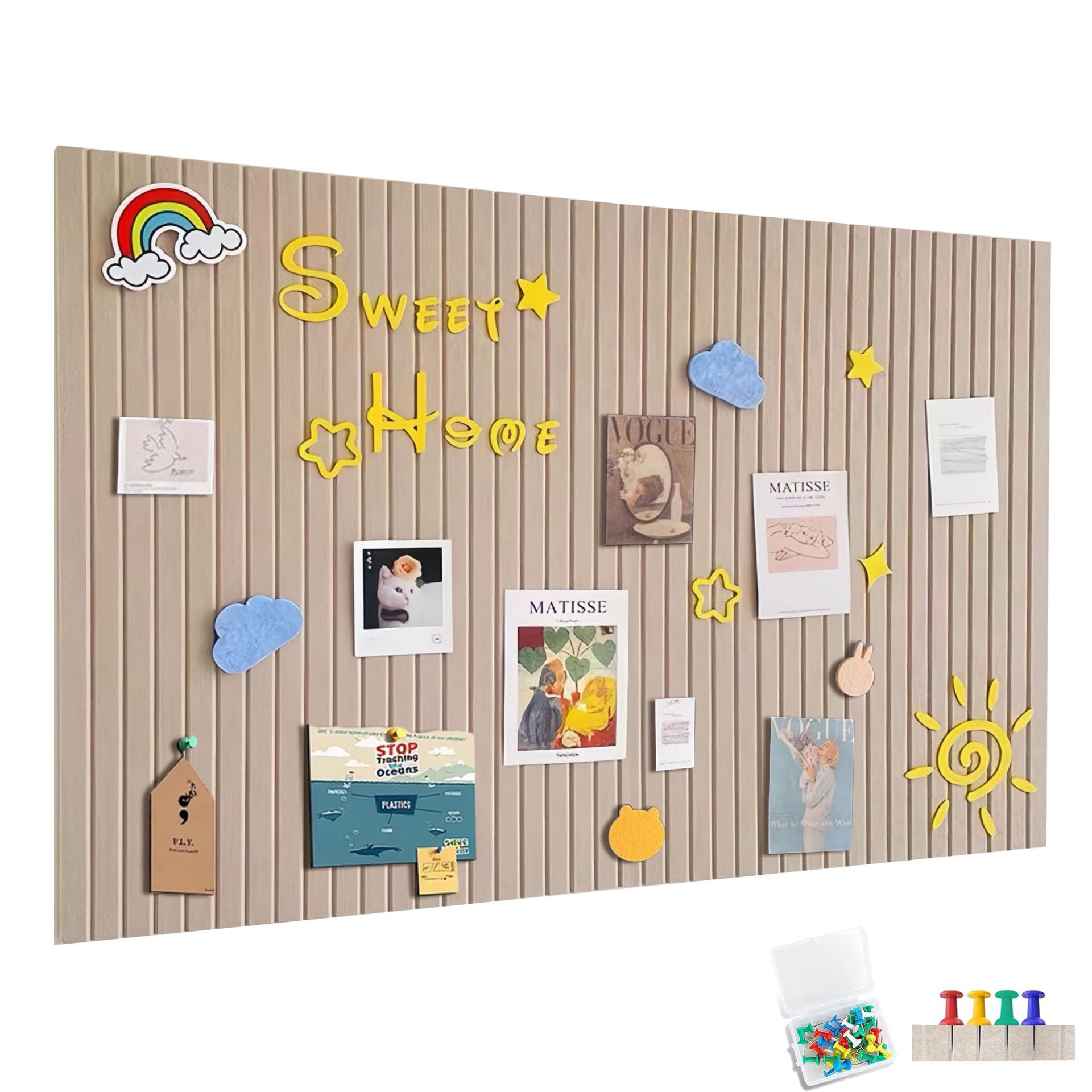 90x60cm Große Filz Pinnwand Selbstklebend,Filzboard Memotafeln Memo Boards mit 30 Pinnnadeln Bulletin Board Wanddekoration für Büro Küche, Fotos Memos,dunkle Kamel
