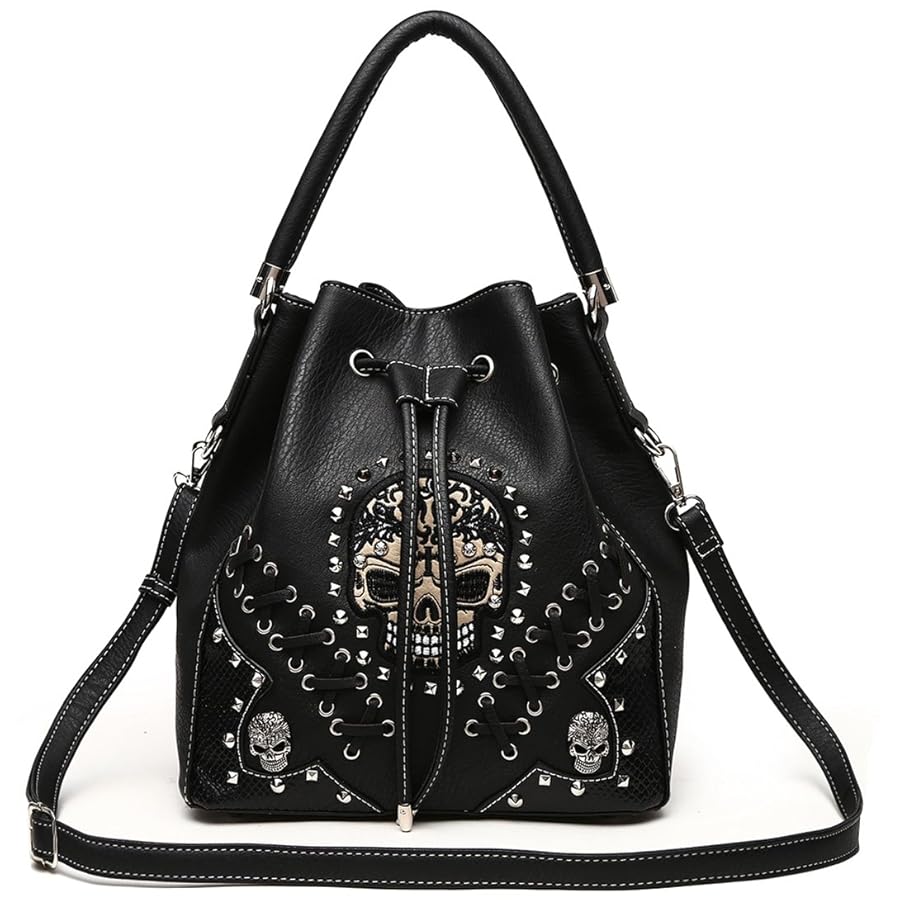 Punk Gothic Rock Metallic Skull Rivet Studded Skeleton Purse