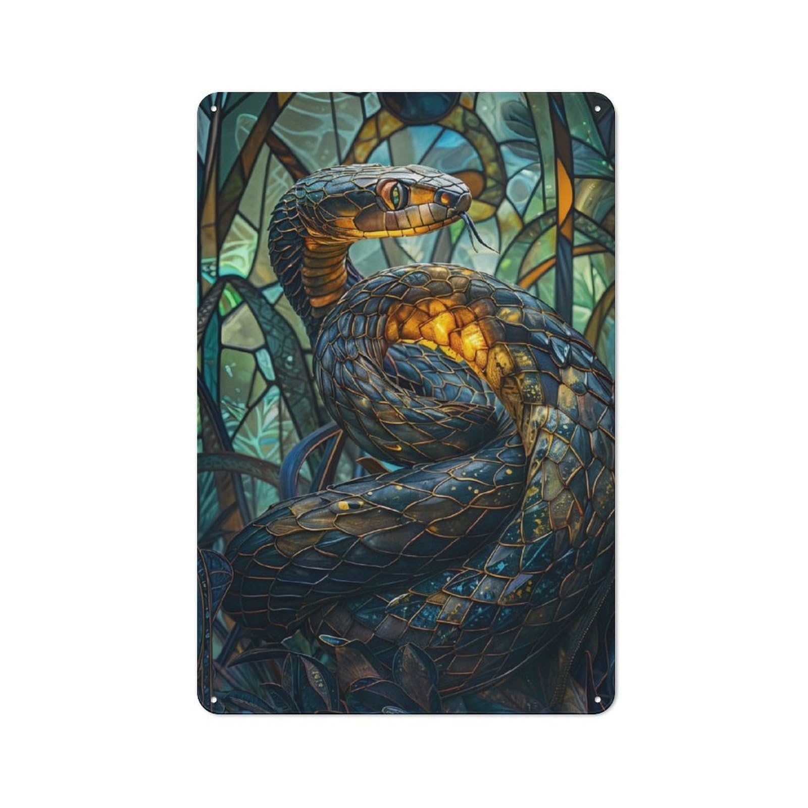 Junmoney Fairytale Snake Metal Plaque With Design 30X20cm, Retro Kitchen Wall Decor For Bakery, Diner, Cafe Or Family Room