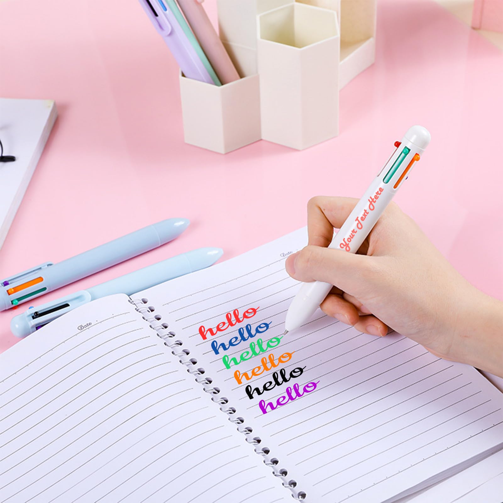 6-in-1 Custom Pens Personalized with Logo Text Customized 6 Ink Color 0 5 mm Smooth Fine Point Retractable — view 4