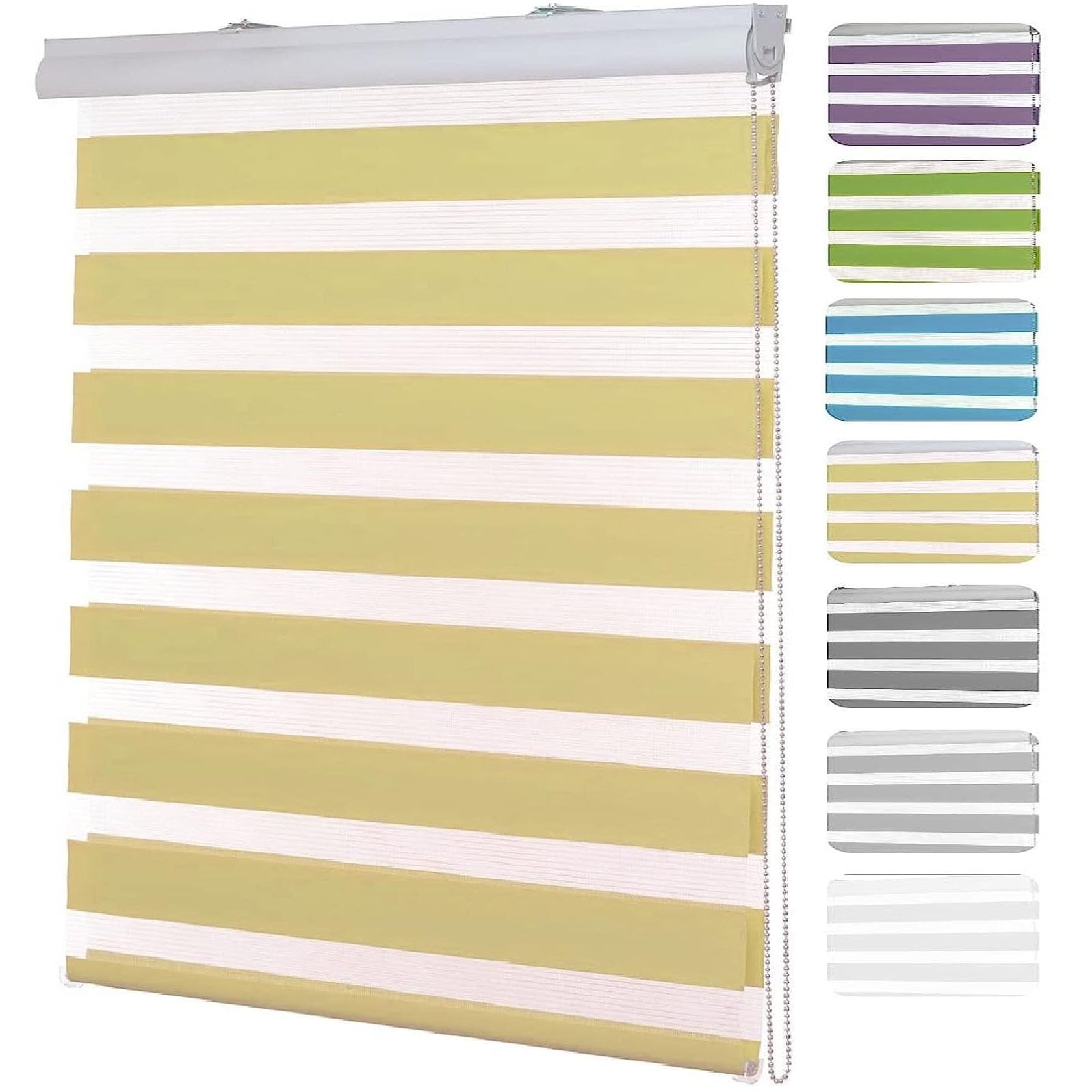 Blackout Roller Blind 80 x 340 cm UV Protection Thermal Properties Sun Protection Blackout Curtain in a Variety of Colours and Sizes Ideal for Home Office Window Blinds, Sand yellow — image 1