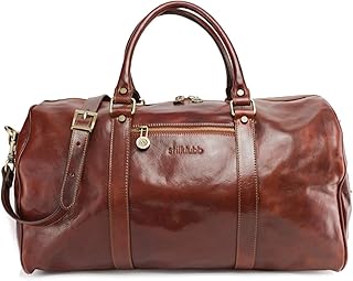 stilklubb Helena Bonham - Borsa da viaggio in pelle, con personalizzazione marrone, grande valigia, per fitness, sport, vintage, con chiusura lampo (53 x 30 x 24)