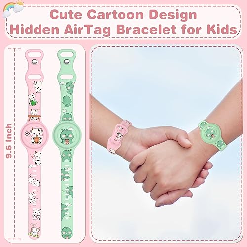 Miniatura 2 de Pulsera de AirTag impermeable para niños, lindo soporte de AirTag de dibujos animados para niños, silicona suave, cobertura completa, pulsera oculta