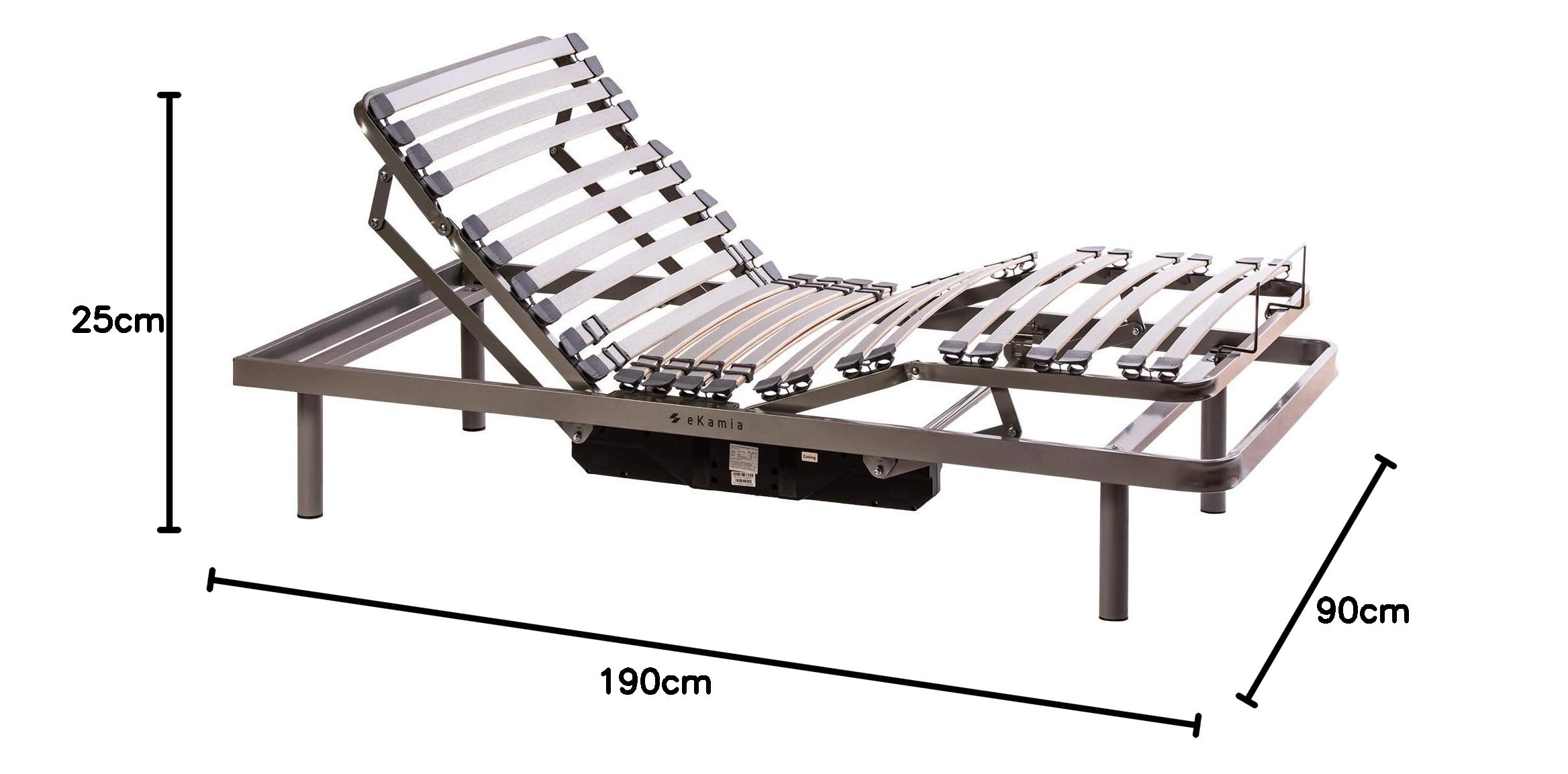 ekamia - ERIS Cama Articulada Eléctrica para el Hogar - 80cm x 190cm, Mando inalámbrico