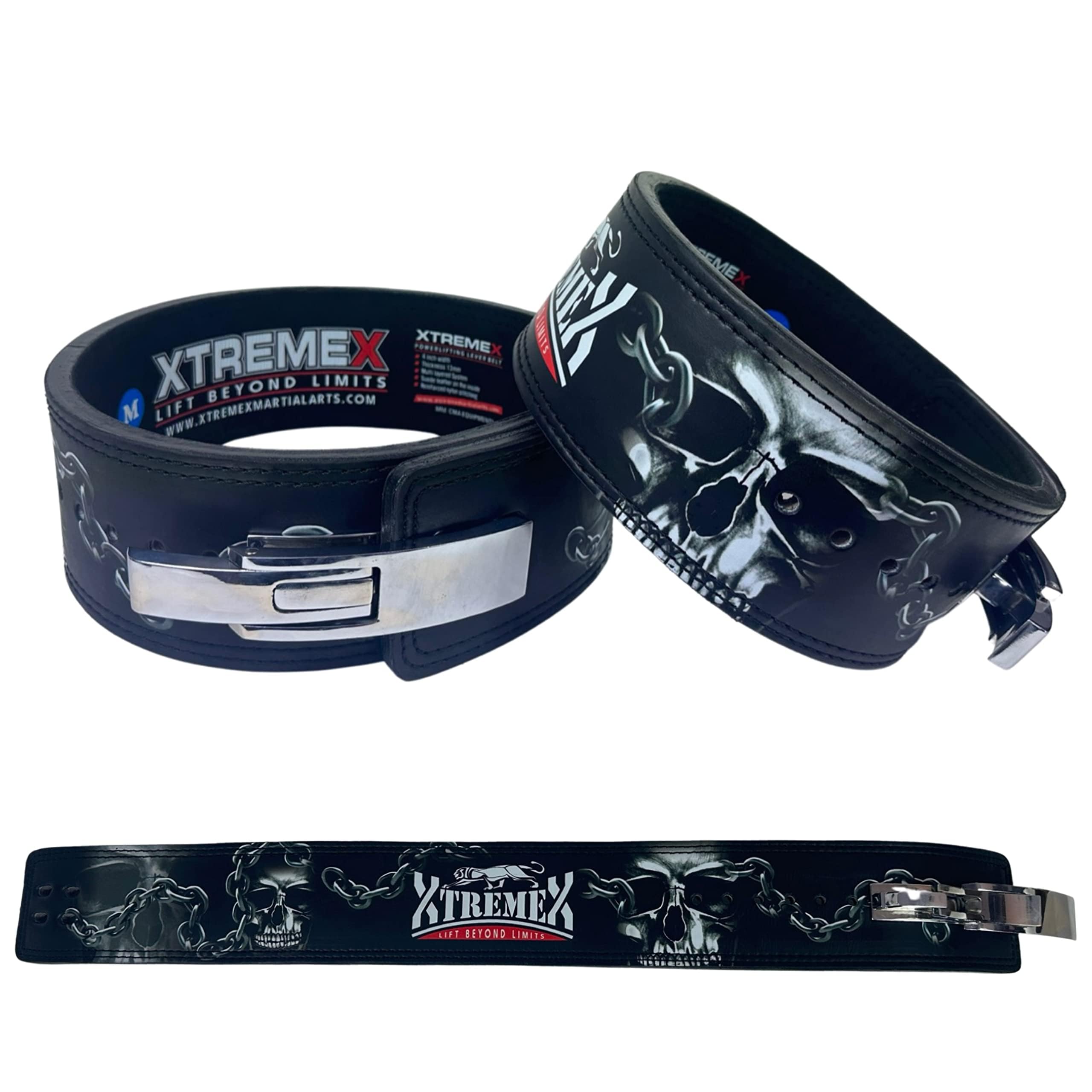 Buy Xtremex 13mm Iron Skull Weightlifting Lever Belt | Deadlift